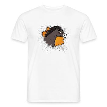 The caricature of the head of an Abaga horse - Men's T-Shirt - white - Front - AI Model Male 178 dark (178cm)