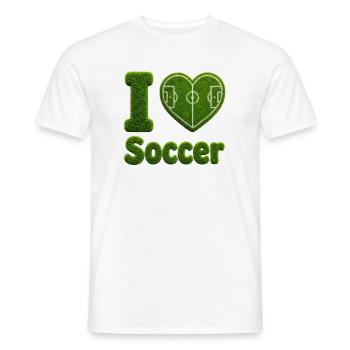 I Love Soccer Grass Heart Soccer Field Design - Men's T-Shirt - white - Front - AI Model Male 178 dark (178cm)