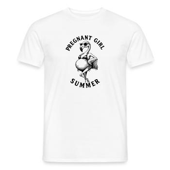 Fille enceinte, été, plage, flamant rose - T-shirt homme - blanc - Devant - AI Model Male 178 dark (178cm)