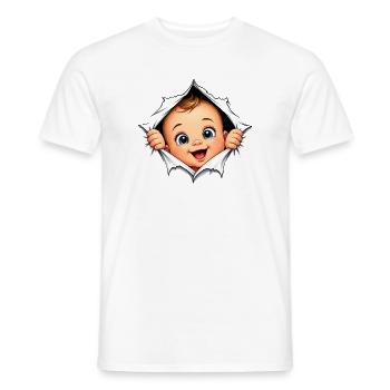 Femme enceinte regardant le bébé – femme enceinte drôle - T-shirt homme - blanc - Devant - AI Model Male 178 dark (178cm)