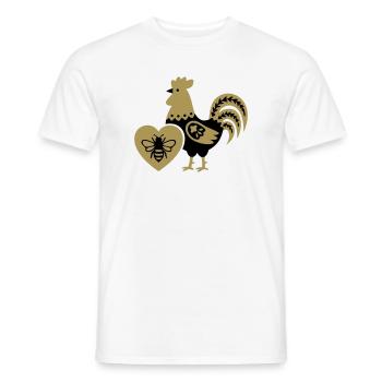  Hahn Biene Bauernhof Cottagecore Landleben - Männer T-Shirt - Weiß - Vorne - AI Model Male 178 dark (178cm)