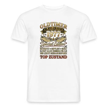 Oldtimer Baujahr 1977 Geburtstag Retro Biker - Männer T-Shirt - Weiß - Vorne - AI Model Male 178 dark (178cm)