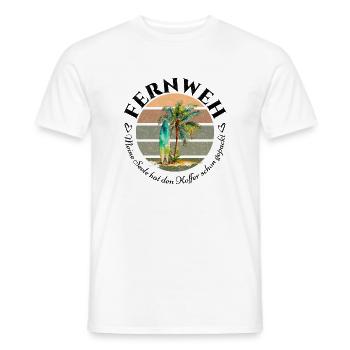 FERNWEH T-Shirt Palme Surfboard - Koffer gepackt - Männer T-Shirt - Weiß - Vorne - AI Model Male 178 dark (178cm)