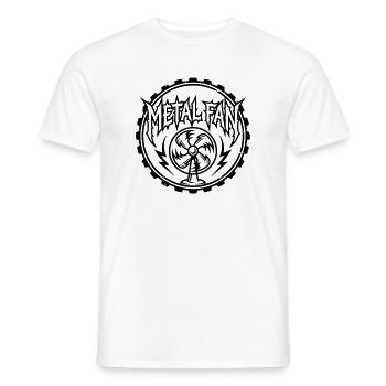 Ventilateur métallique - T-shirt homme - blanc - Devant - AI Model Male 178 dark (178cm)