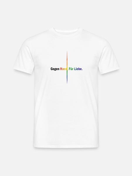 Liebe statt Hass Pride Statement Shirt Regenbogen - Männer T-Shirt - Weiß