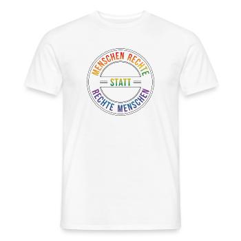 Menschenrechte Shirt Sticker für Aktivisten - Männer T-Shirt - Weiß - Vorne - AI Model Male 178 dark (178cm)