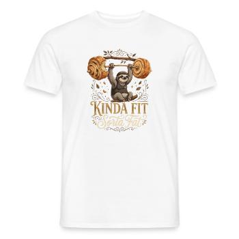 Plutôt en forme, un peu gros paresseux en haltérophilie - T-shirt homme - blanc - Devant - AI Model Male 178 dark (178cm)