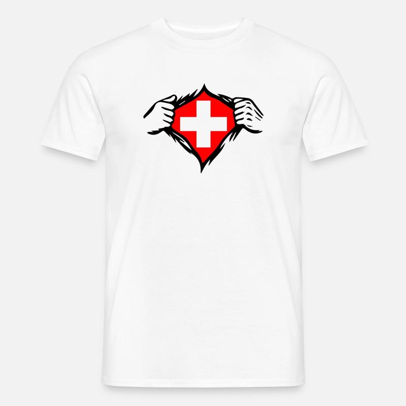 Drapeau suisse Drapeau drôle - T-shirt homme - blanc