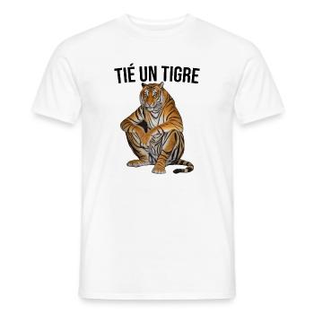 T shirt drôle Tié un tigre - T-shirt homme - blanc - Devant - AI Model Male 178 dark (178cm)
