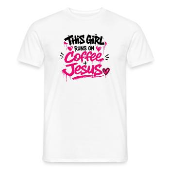 Kaffee Jesus Graffiti - Männer T-Shirt - Weiß - Vorne - AI Model Male 178 dark (178cm)