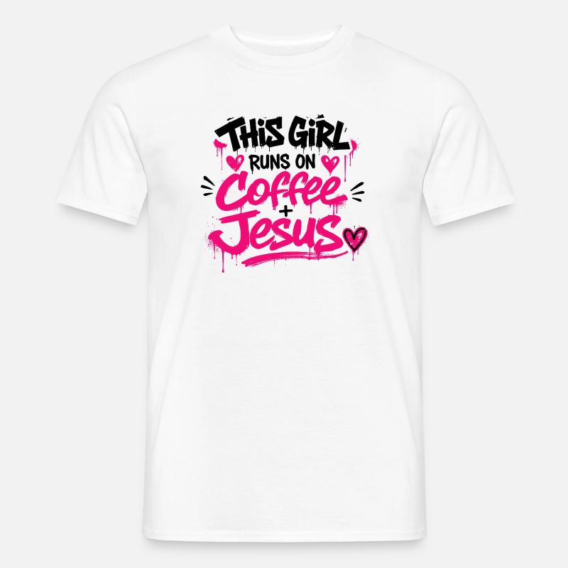 Kaffee Jesus Graffiti - Männer T-Shirt - Weiß