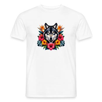 Wolfskopf Tropenblüten - Männer T-Shirt - Weiß - Vorne - AI Model Male 178 dark (178cm)