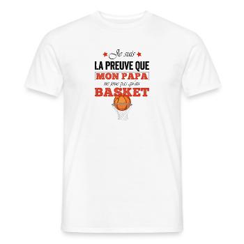 Mon papa ne joue pas toujours au basket  - T-shirt homme - blanc - Devant - AI Model Male 178 dark (178cm)