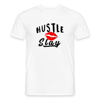 Red Lip Kiss auf schwarzem Hintergrund - Männer T-Shirt - Weiß - Vorne - AI Model Male 178 dark (178cm)