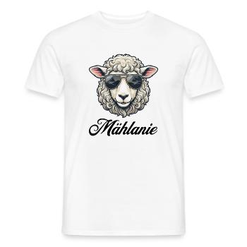 Mählanie Schaf mit Sonnenbrille - Männer T-Shirt - Weiß - Vorne - AI Model Male 178 dark (178cm)