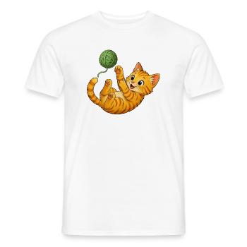 Kitten playing with wool - Men's T-Shirt - white - Front - AI Model Male 178 dark (178cm)