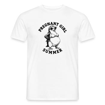 Fille enceinte, été, plage, pingouin, désir - T-shirt homme - blanc - Devant - AI Model Male 178 dark (178cm)