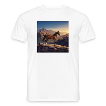 Un cheval Arabe Al Jawf et un paysage - T-shirt homme - blanc - Devant - AI Model Male 178 dark (178cm)