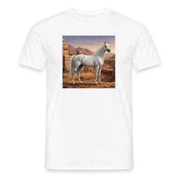 Ein Abbayan-Pferd und eine Landschaft des Jemen - Männer T-Shirt - Weiß - Vorne - AI Model Male 178 dark (178cm)
