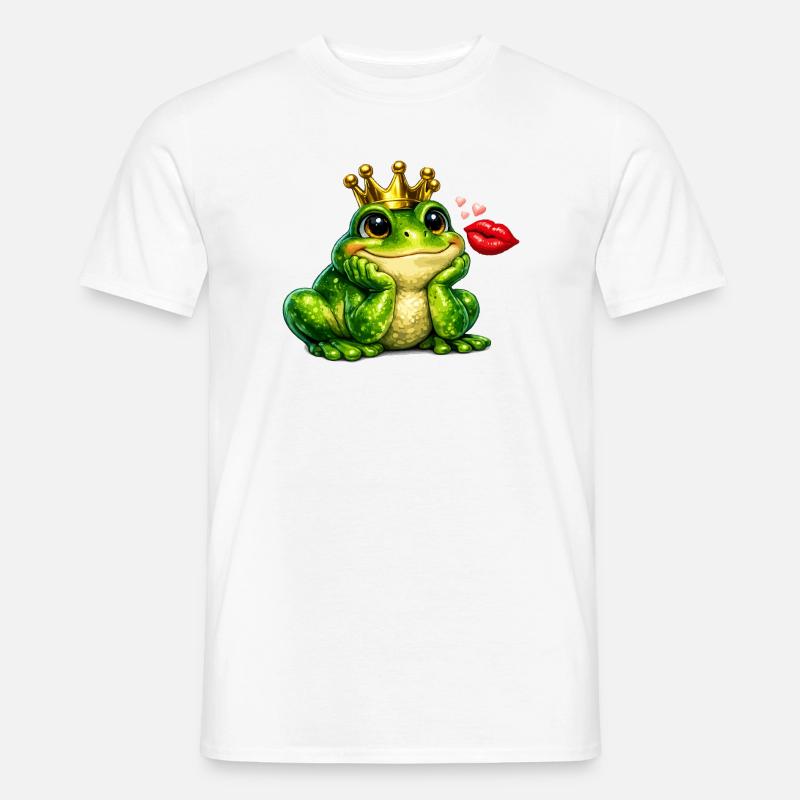 Kronfrosch-Kuss-Design - Männer T-Shirt - Weiß
