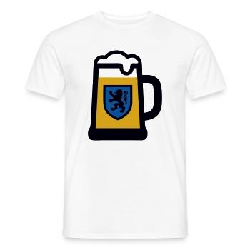 Beer Mug Bavaria Lions Coat of Arms Folk Festival - Men's T-Shirt - white - Front - AI Model Male 178 dark (178cm)