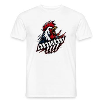 Supporter français emblème coq hurlant - T-shirt homme - blanc - Devant - AI Model Male 178 dark (178cm)