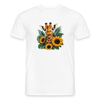 Giraffe in sunflower magic - Men's T-Shirt - white - Front - AI Model Male 178 dark (178cm)