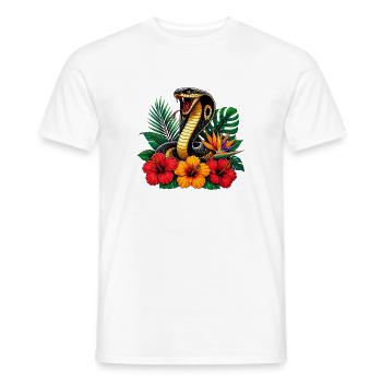 Schlange im Tropenblütenpark - Männer T-Shirt - Weiß - Vorne - AI Model Male 178 dark (178cm)