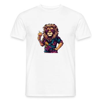 Lion Comic Summer - Men's T-Shirt - white - Front - AI Model Male 178 dark (178cm)
