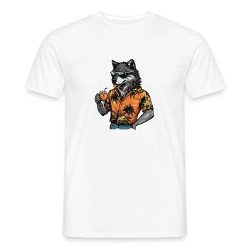 Wolf Comic Sommer - Männer T-Shirt - Weiß - Vorne - AI Model Male 178 dark (178cm)