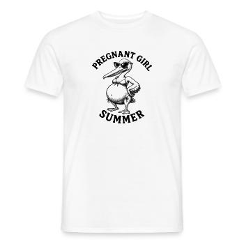 Fille enceinte, plage d’été, pélican, drôle - T-shirt homme - blanc - Devant - AI Model Male 178 dark (178cm)