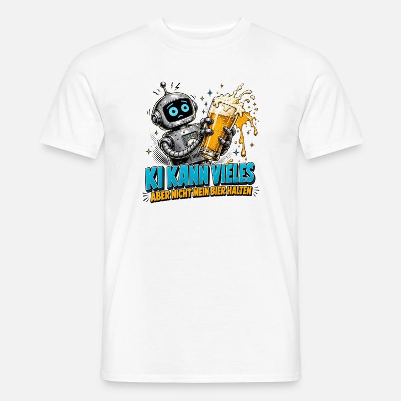 Roboter Bier Spruch - Männer T-Shirt - Weiß