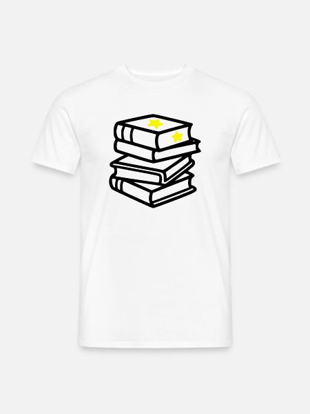 Bücherstapel Stern Fantasy Lesen Buchclub - Männer T-Shirt - Weiß