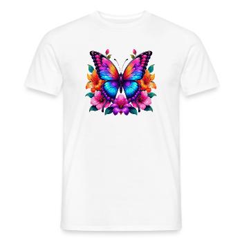 Colorful butterfly with flowers - Men's T-Shirt - white - Front - AI Model Male 178 dark (178cm)