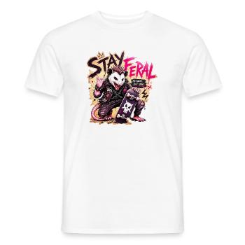 Stay_Feral_Punk_Possum_Skate_Design - Men's T-Shirt - white - Front - AI Model Male 178 dark (178cm)
