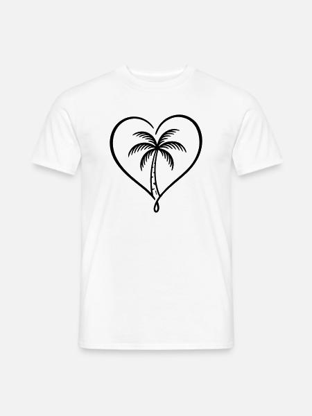 Palme Herz Liebe Urlaub - Männer T-Shirt - Weiß