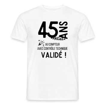 Cadeau Anniversaire 45 ans au controle technique - T-shirt homme - blanc - Devant - AI Model Male 178 dark (178cm)
