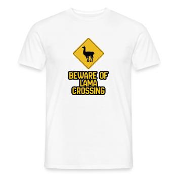 Lama Crossing Warnschild - Männer T-Shirt - Weiß - Vorne - AI Model Male 178 dark (178cm)