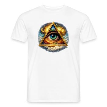 Cosmic Eye in Triangle - Men's T-Shirt - white - Front - AI Model Male 178 dark (178cm)
