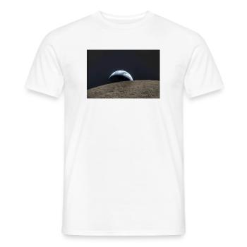 Earth over lunar surface - Men's T-Shirt - white - Front - AI Model Male 178 dark (178cm)