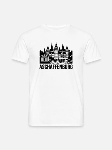 Aschaffenburg Silhouette Wahrzeichen - Männer T-Shirt - Weiß