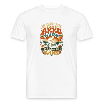 Warum ich ARKU fahre – Retro Fahrradmotive - Männer T-Shirt - Weiß - Vorne - AI Model Male 178 dark (178cm)
