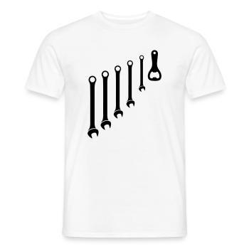 Jeu d’outils et mécanique de l’ouvre-bouteille - T-shirt homme - blanc - Devant - AI Model Male 178 dark (178cm)