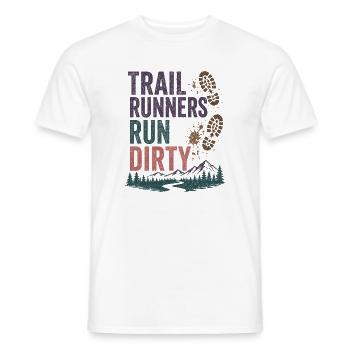 Les coureurs de trail courent dans la salité - T-shirt homme - blanc - Devant - AI Model Male 178 dark (178cm)