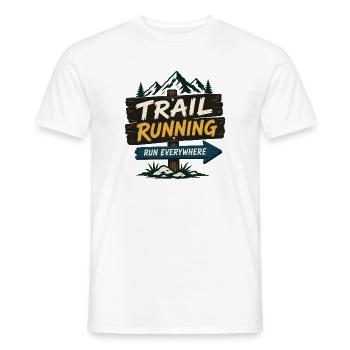 Course en sentier - Courez partout - T-shirt homme - blanc - Devant - AI Model Male 178 dark (178cm)