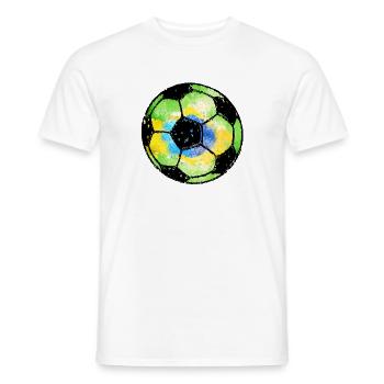 Fußball Brasilien - grün gelb blau - Aquarell - Männer T-Shirt - Weiß - Vorne - AI Model Male 178 dark (178cm)