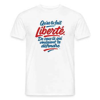 Liberté - T-shirt homme - blanc - Devant - AI Model Male 178 dark (178cm)