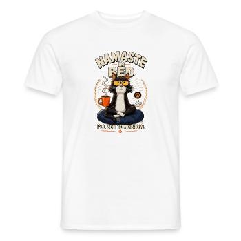Namaste im Bett Zen-Katze - Männer T-Shirt - Weiß - Vorne - AI Model Male 178 dark (178cm)