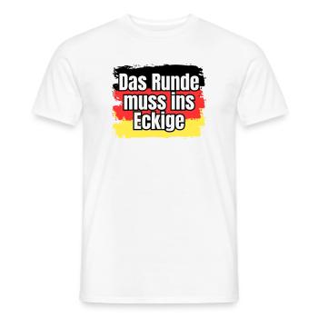 Das Runde muss ins Eckige - Spruch - Männer T-Shirt - Weiß - Vorne - AI Model Male 178 dark (178cm)