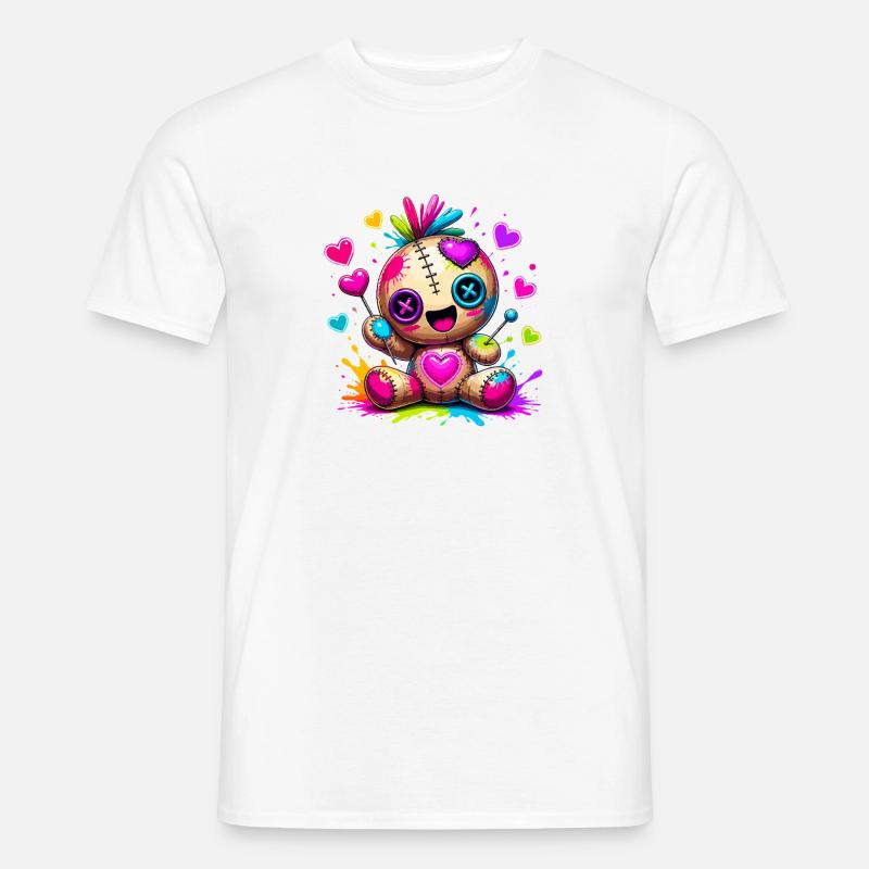 Patchwork-Kuscheltier mit Neonherzen - Männer T-Shirt - Weiß